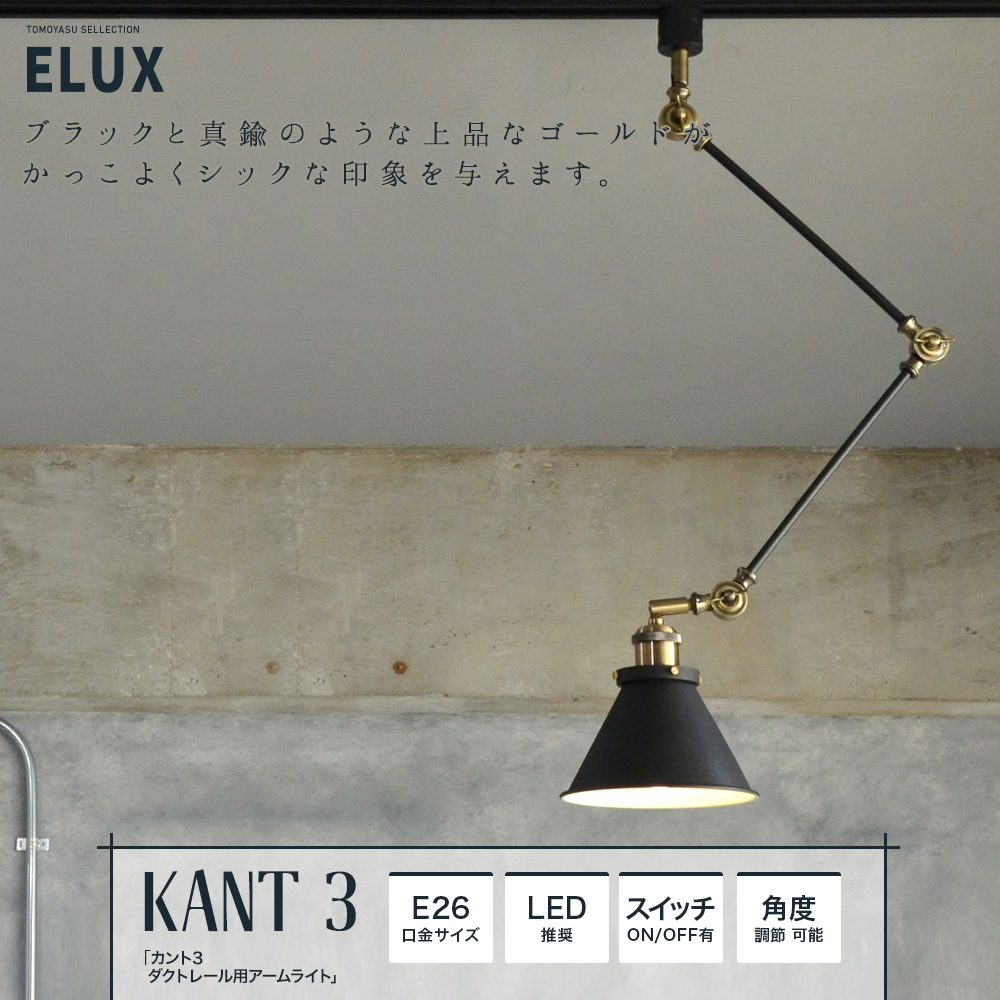 ELUX Origina カント3 ダクトレール用アームライト