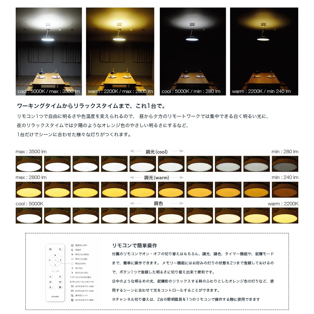 おしゃれ照明DI CLASSE Noble「LED Giorno ジョルノ シーリング ペンダントランプ」