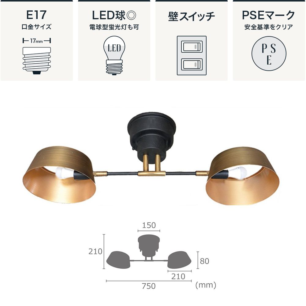 Lu Cerca Capiente2 カピエンテ2 2灯シーリングライト