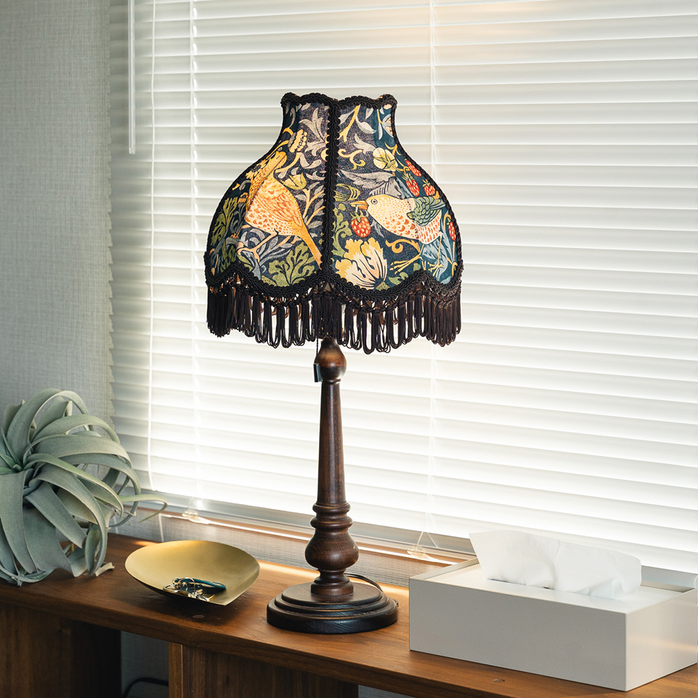 ウイリアムモリス照明・いちご泥棒「ファブリックシェードテーブルランプ」