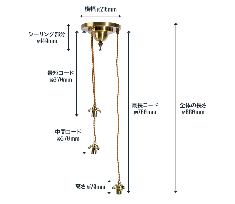 吊り下げ灯具 アンティーク3灯 E17